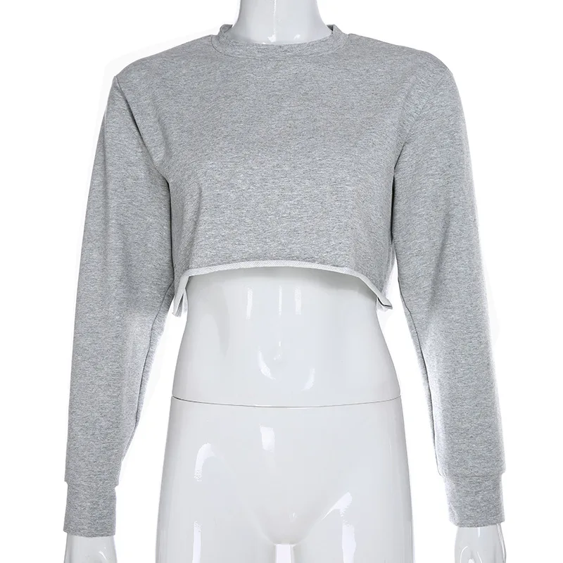 

2021 Spring Women Short Hoodie Gothic Loose Solid Long Sleeve Crop Tops Lady Streetwear Sweatshirt Harajuku Sudadera Mujer