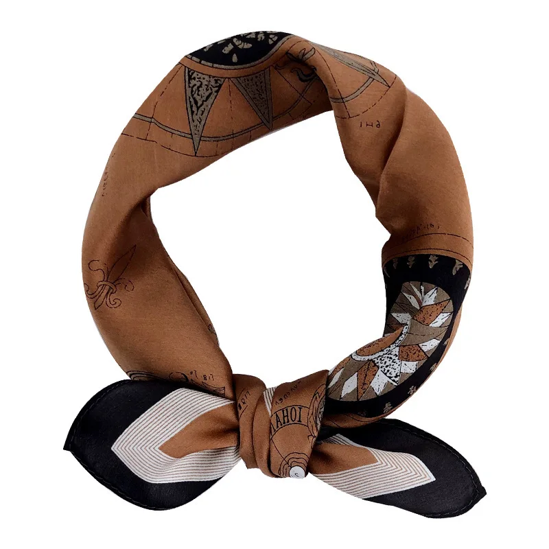 

2020 New 100% Pure Silk Scarf Women Pashmina Foulard Square Small Headband Fashion Print Neckerchief Scarves Bandana Hijab