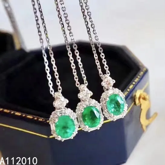 

KJJEAXCMY Fine Jewelry 925 Sterling Silver Inlaid Natural Emerald Woman's Fashion New Pendant Luxury Necklace Support Test