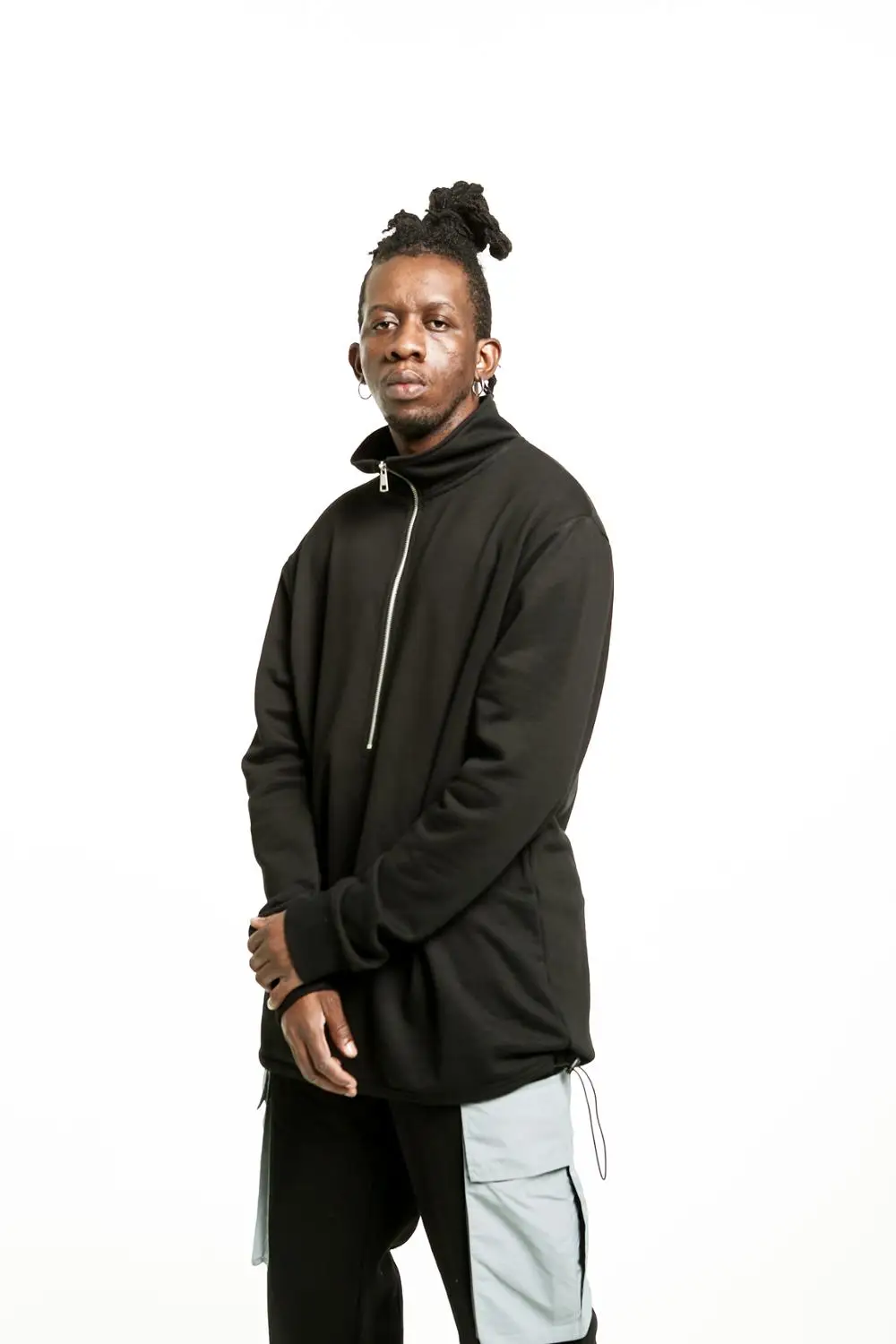 

VFIVE UNFOUR Turtleneck Pullover Men Cotton Sweatshirts Zipper Designer Hip Hop Street Wear Sweatshirts Loose Hoodies Fashion