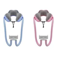 2 In1 Cell Phone Holder Universal Neck Pillow Phone Stand With 360 Clip Lazy Memory U Shaped Pillow Neck Head Sleep 2021