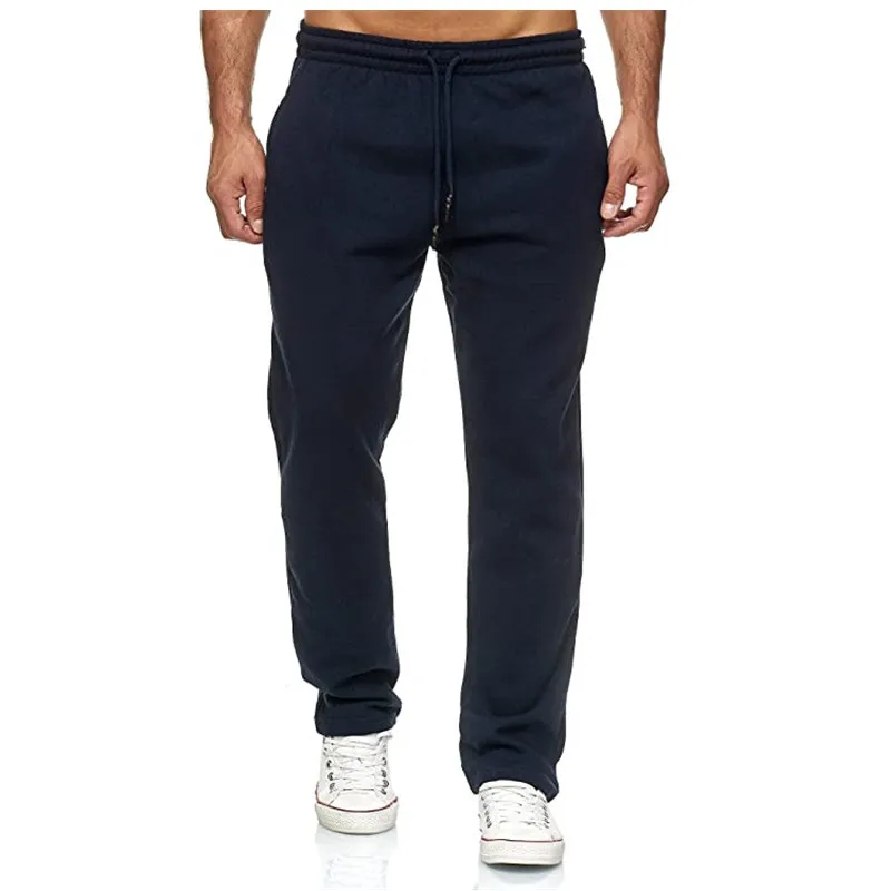 

2020 Autumn/Winter Men's Brushed Casual Sports Trousers Men's Solid Color Joggers Drawstring Straight Sports Pants