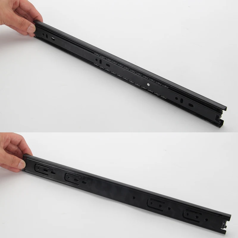 Black sliding rails for drawers Three-drawer steel ball slide can be removed installation accesorios drawer glides | Обустройство