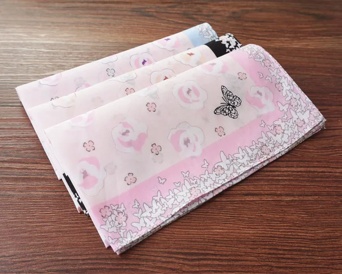 Handkerchiefs Women Cotton High Quality Soft Funny Printed Plaid Various Color Casual Ladies Pocket Square Elegant Chic Trendy