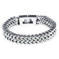 kkchic fashion jewelry high quality braided punk bangle square fish scale titanium steel mens bracelet hot sales hip hop chain