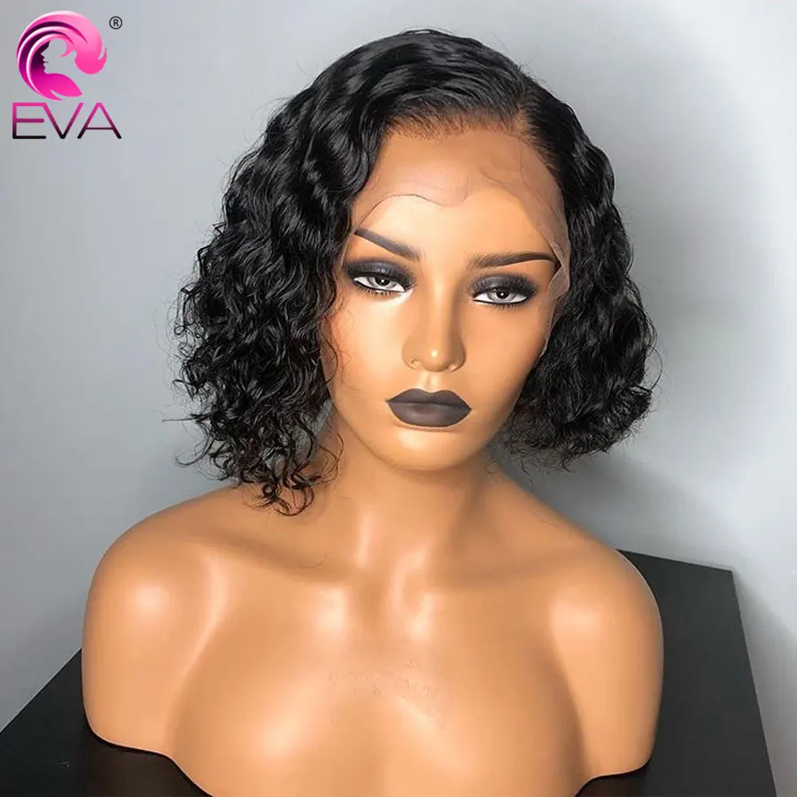 ЕВА короткие парики из человеческих волос 360 передний парик на сетке глубокие