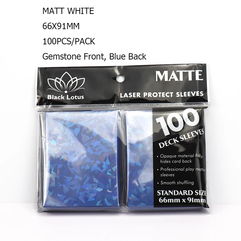 

200PCS/LOT Card Protector Blue Matte Broken Gemstone Glass Laser Card Sleeves Film Holographic Standard Card Sleeves For Pkm/MGT