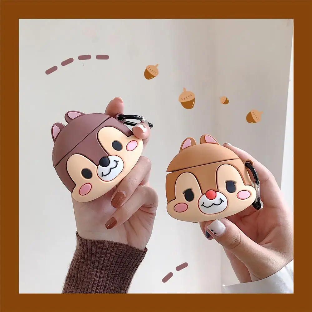 3D мультфильм chipmunk чип и Дейл силиконовый мягкий чехол для Apple Airpods 1/2 чехол беспроводной Bluetooth защитный чехол для наушников
