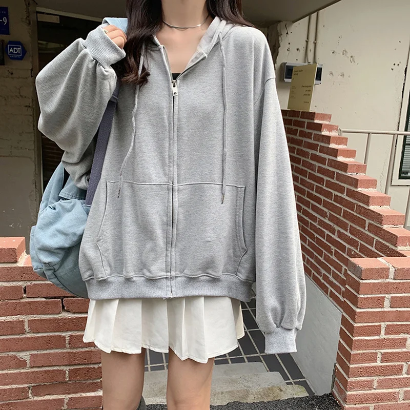 

Women's Sweatshirts Coat Female Early Spring And Autumn Korean 2021 New Loose Lazy Chic Girlfriends Hooded Long Sleeved Sweater
