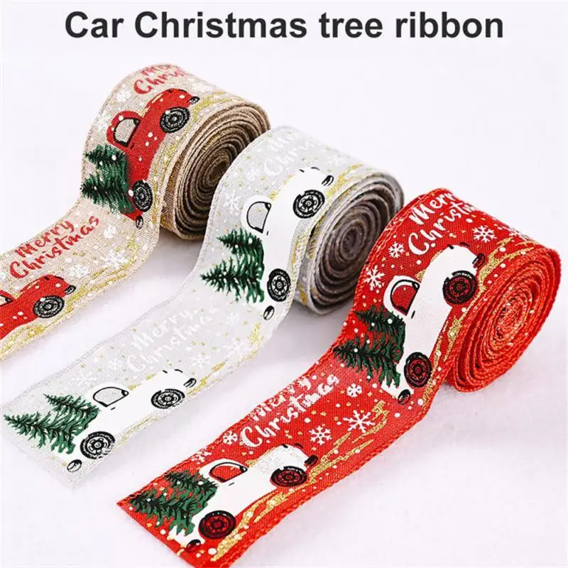 

1PC 5m Christmas DIY Fabric Swirl Ribbon Burlap Ribbon With Wired Edge Gift Classic Wrapping Christmas Tree Ribbon Wreath Bows