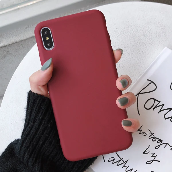 Wine red Однотонные силиконовые чехлы для iphone 11 11Pro Max для Apple 6 6S Plus X XS MAX XR 7 8 милый мягкий модный простой чехол для телефона - Цвет: Wine red