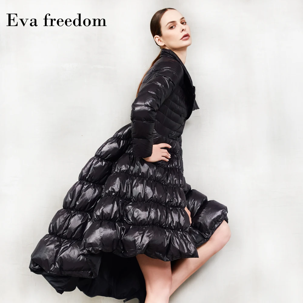 Женская пуховая парка с пышным белым утиным пухом модная зимняя длинная