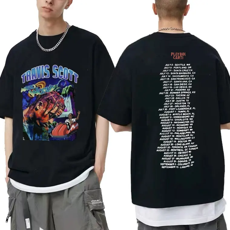 

Awesome Travis Scott Rap T Shirts Short Sleeve Astroworld Tour Tees Catus Jack Tshirt Playboi Carti Hip Hop Oversized Tee Tops