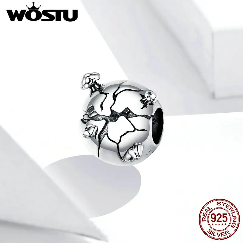 Wostu 925 пробы серебро защита подвеска Земля пробка подходит для оригинального