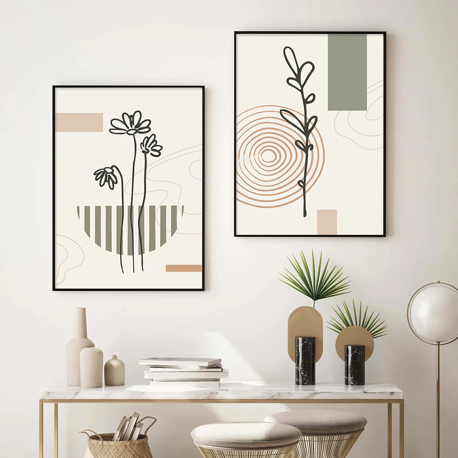 

Nordic Abstract Art Line Floral Branches Modern Posters Canvas Painting Wall Print Picture for Living Room Interior Home Decor