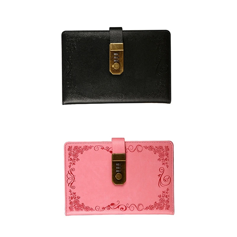 2x черный/розовый дневник с замком записная книжка A5 винтажная Запираемая бумага