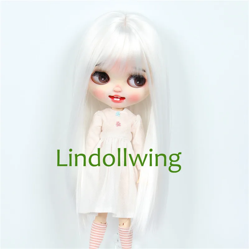 

Парик блайз 9-10 дюймов, длинные белые прямые волосы