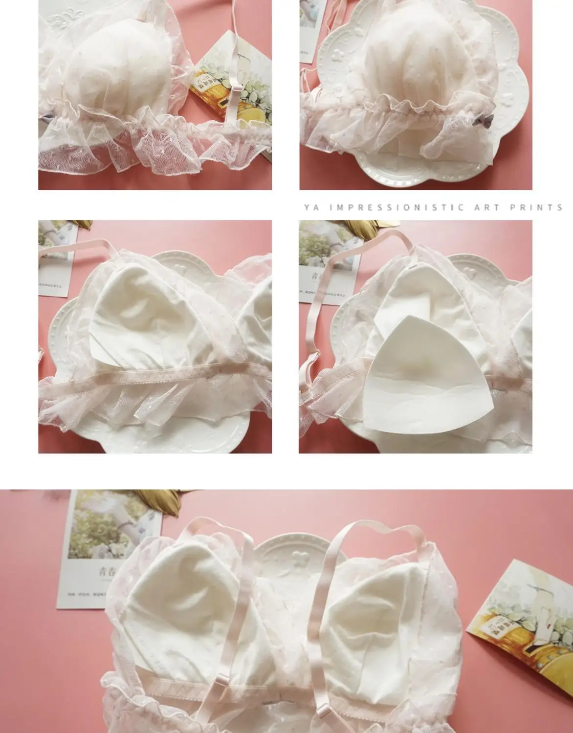 Wriufred Узкие вставки милые бюстгальтеры Чистая Пряжа уютный без проволоки