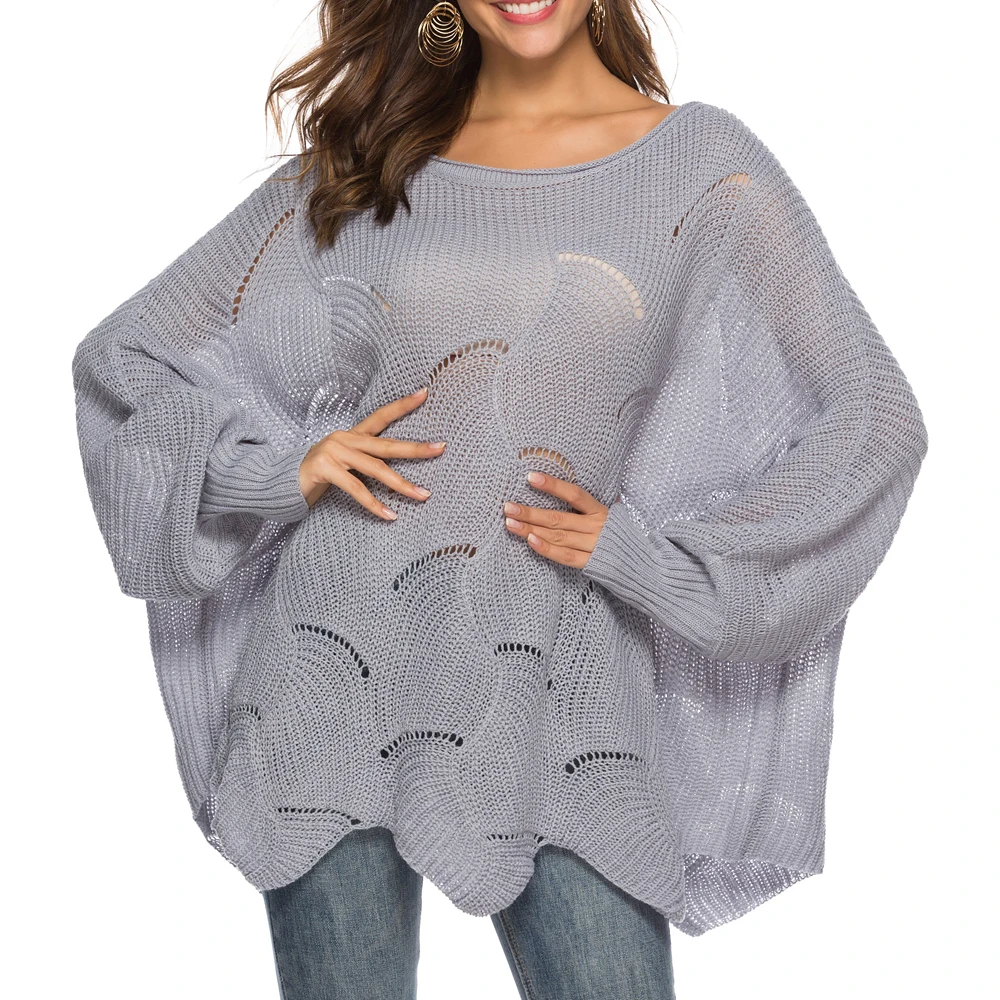 Женские Модные свободные свитера с рукавами летучая мышь сезон весна-осень