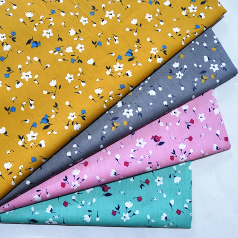 

100% cotton twill printing bedding handmade DIY fabric four color florets