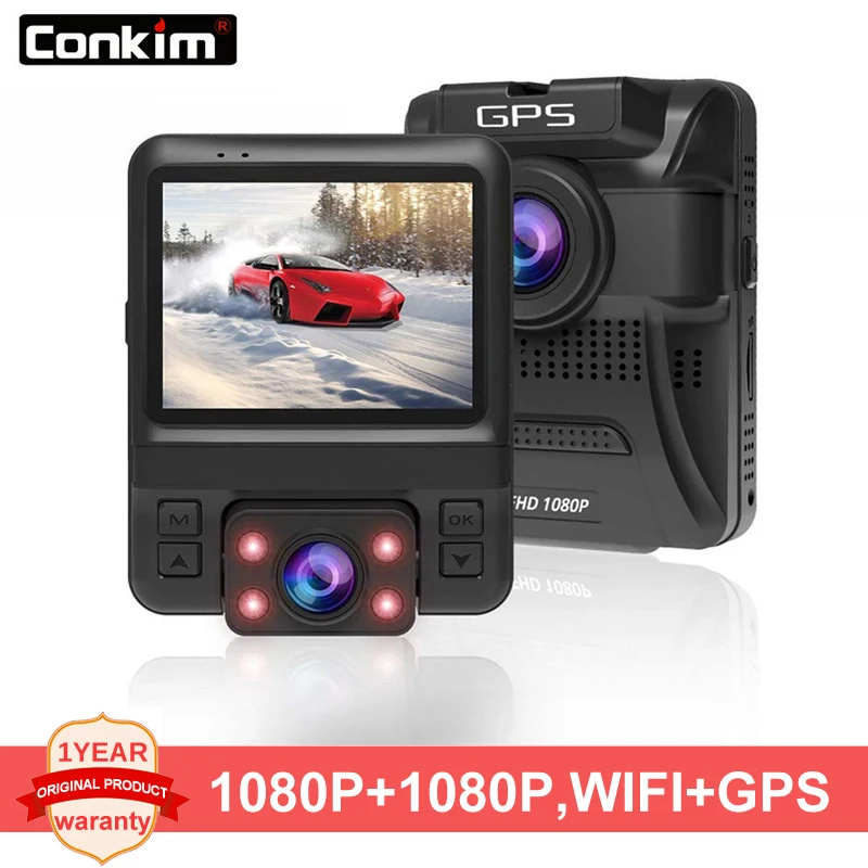 Conkim новый Wifi видеорегистратор GS66 Автомобильный с GPS двойным объективом 1080P Full HD