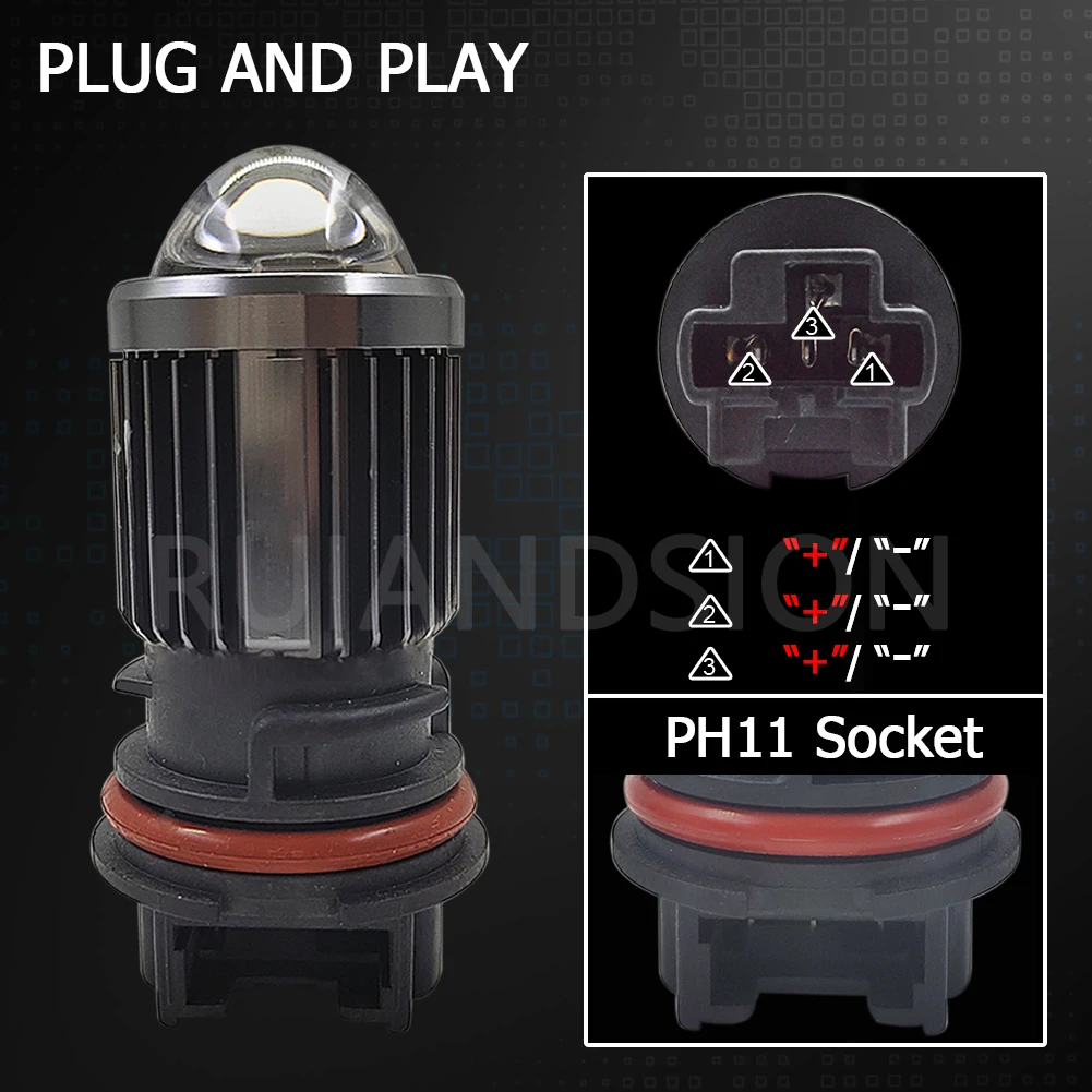 RUIANDSION 1 шт. CSP PH11 мотоцикл LED головной светильник Точечный 2000Lm белый + желтый