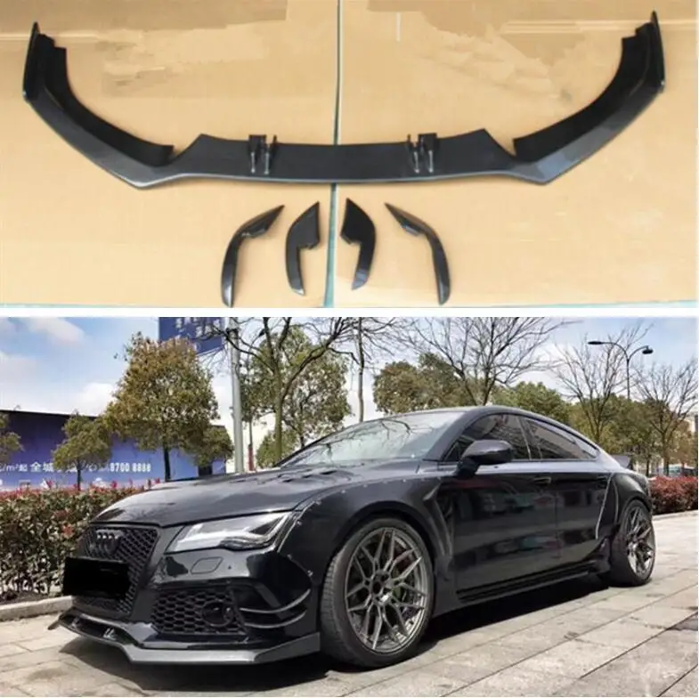 

REAL CARBON FIBER FRONT BUMPER SPOILER LIP SPLITTERS WIND KNFE COVER For Audi A7 S7 RS7 2011 2012 2013 2014 2015 2016 2017 2018