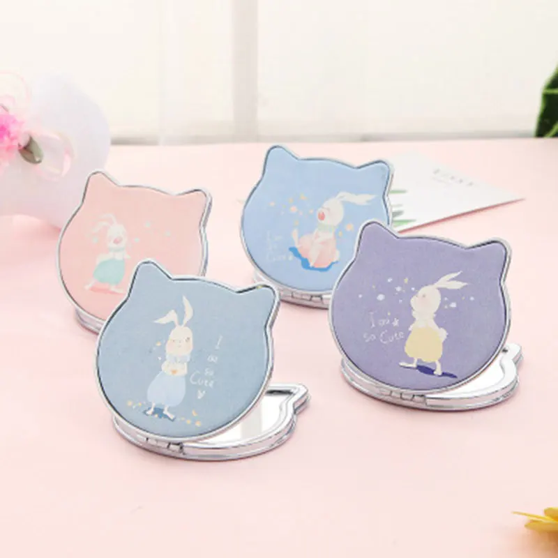 Мини зеркало карманное в форме кошки кролика косметические зеркала Портативное