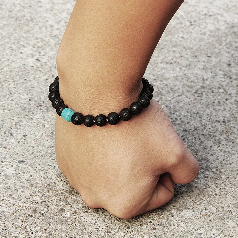 

Map Stone Elastic Charm Bracelet Barrel Stone Beads Turquoise Health Bracelet Women Men Couple Bangles Gift Fashion Jewelry