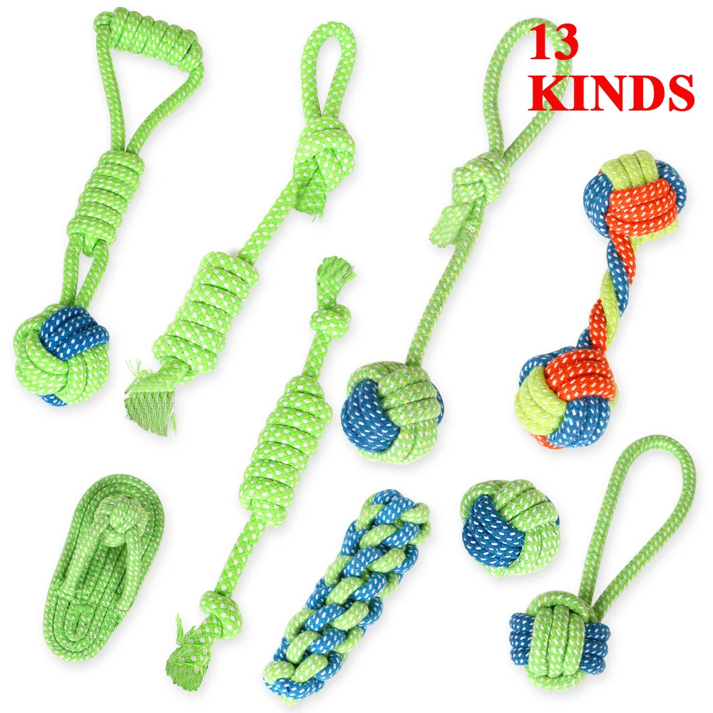 

Durable Cotton Dogs Bite Knot Ball Chew Rope Toys Pets Teeth Clean Cats Travel Comfort Toys for Small Dogs Training Interactive