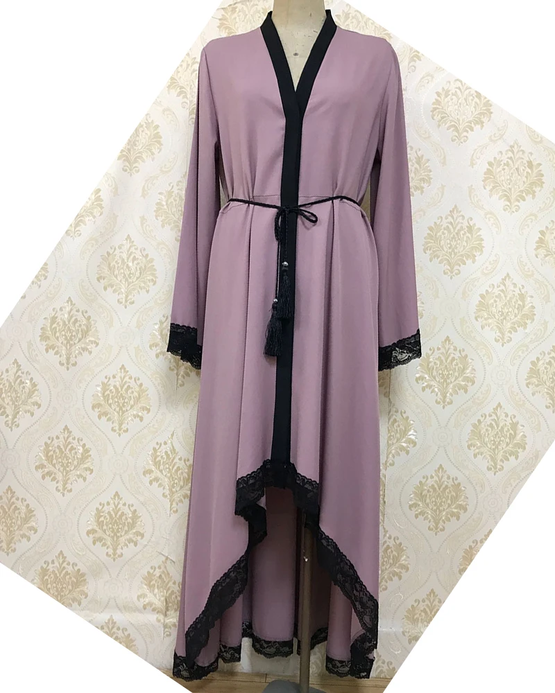 Турецкая мусульманская одежда кружевное платье асимметричный подол кафтан