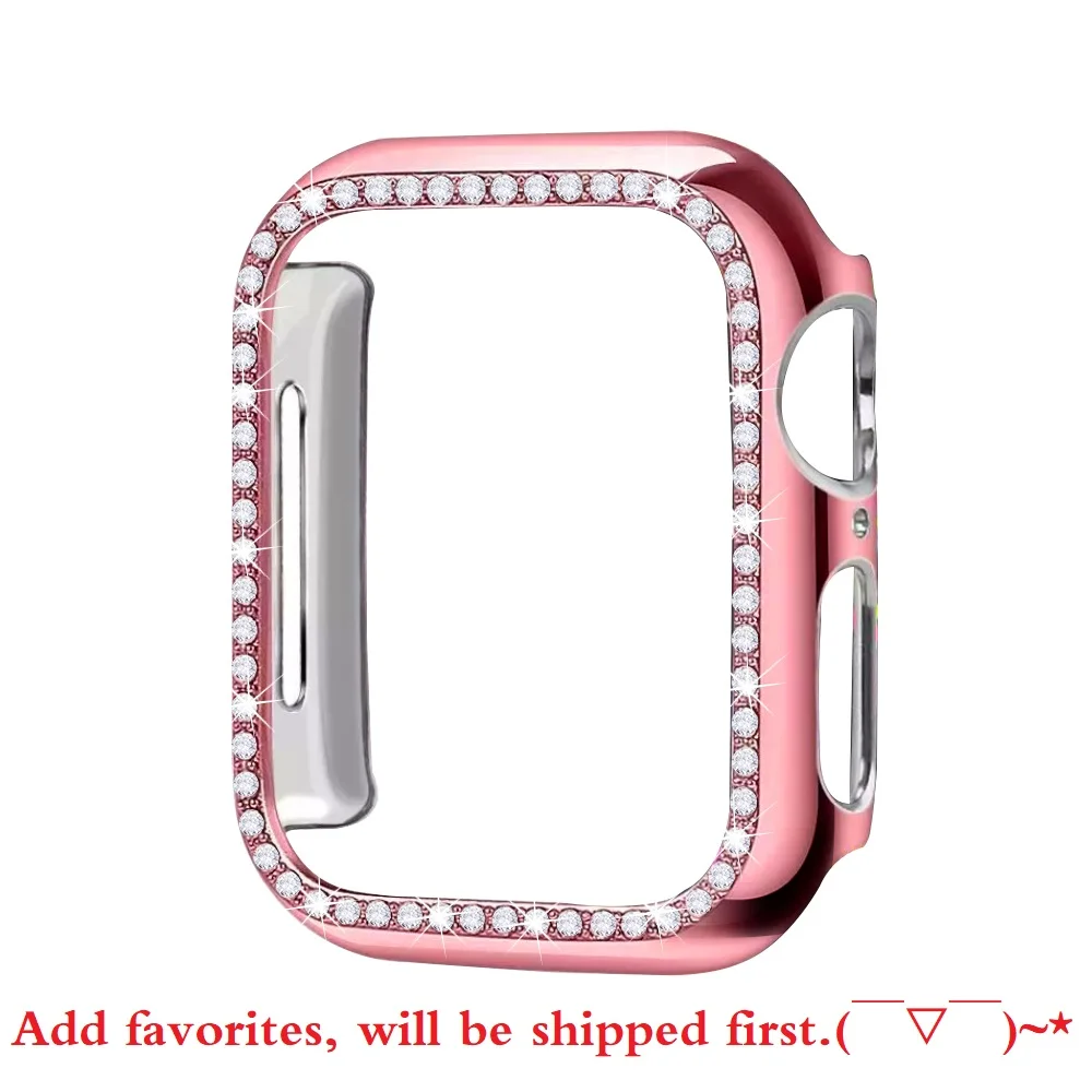 Pink gold Чехол-бампер с алмазами защитный чехол для Apple Watch Cover Series 5 4 3 2 1 38 мм 42 мм чехол s для Iwatch 5 4 40 мм 44 мм аксессуары для часов - Цвет: Pink gold