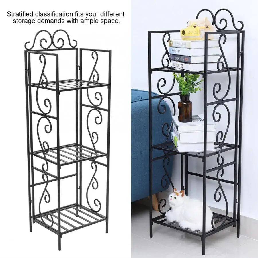3-Tier Iron Plant Shelf Stand Bookshelf Bookcase Free Standing Rack Home | Мебель