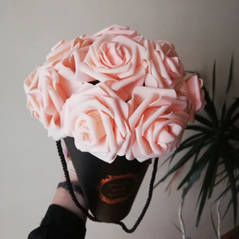 24 шт. 7 см белая роза искусственные из ПЭ цветок пены свадебное украшение букет