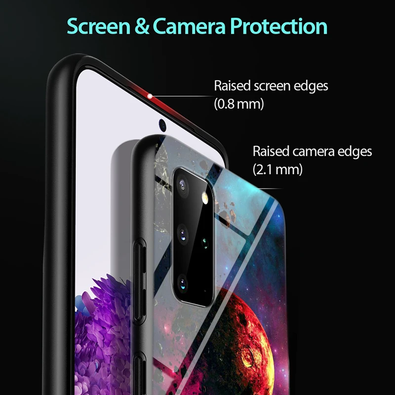 

Starry Sky Moon for Samsung S20 Ultra Plus A91 A81 A71 A51 UW A41 A42 A31 A21 A21S A11 5G Bright Black Phone Case