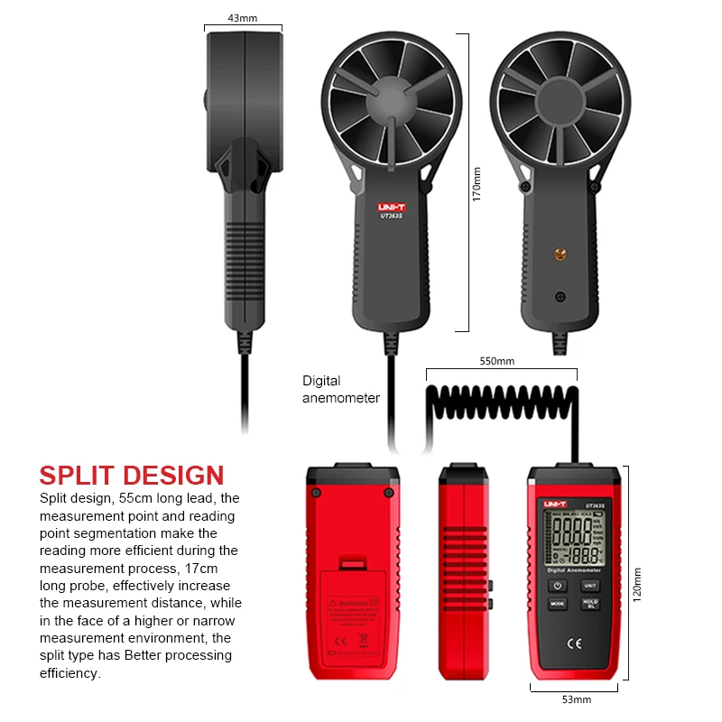 Цифровой мини Анемометр UT363S измеритель скорости ветра температура ЖК дисплей