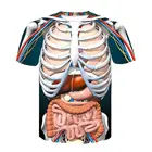 Новое поступление 2021, Мужская футболка с 3D принтом скелета внутренних органов, модная удобная футболка с коротким рукавом и забавным дизайном, футболки