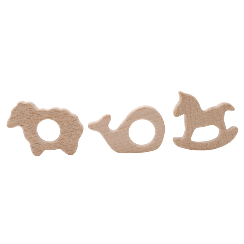 Новинка Натуральный Деревянный Прорезыватель для зубов малышей с изображением