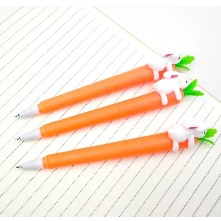 1pc Cute Cartoon Creative White Rabbit and Carrot Gel Pen Black Ink Office Signature Stationery School Supply | Канцтовары для