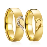 14k gold wedding rings for men and women Heart Shaped Lovers Alliance 1 Pair Real AU585 Marriage Promise rings for couples