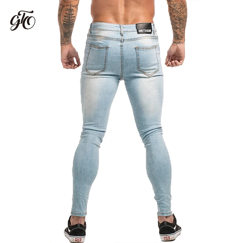 

Gingtto Skinny Jeans Men Slim Fit Ripped Mens Jeans Big and Tall Stretch Blue Men Jeans for Men Distressed Elastic Waist zm11