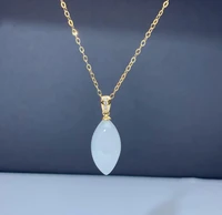 shilovem 18k yellow gold real natural white jasper pendants christmas gift fine jewelry plant wedding no necklace mymz0816991hby
