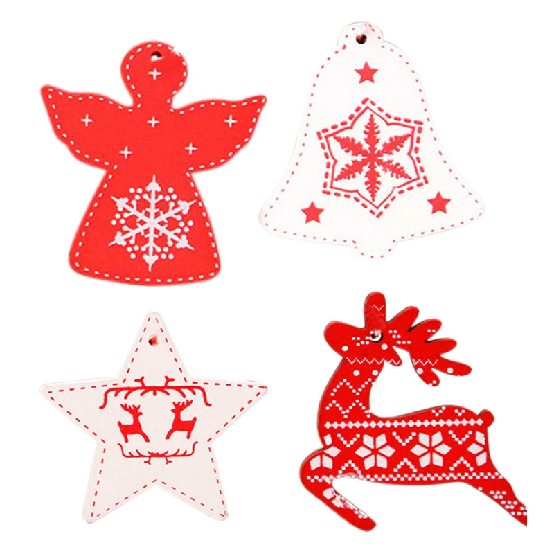 12 шт./кор. деревянные Рождественские Подвески Украшения Смешанные Jingle Bell/с изображением снеговика/оленя со звездами для детей Рождественская елка Подвесные Подарки Декор