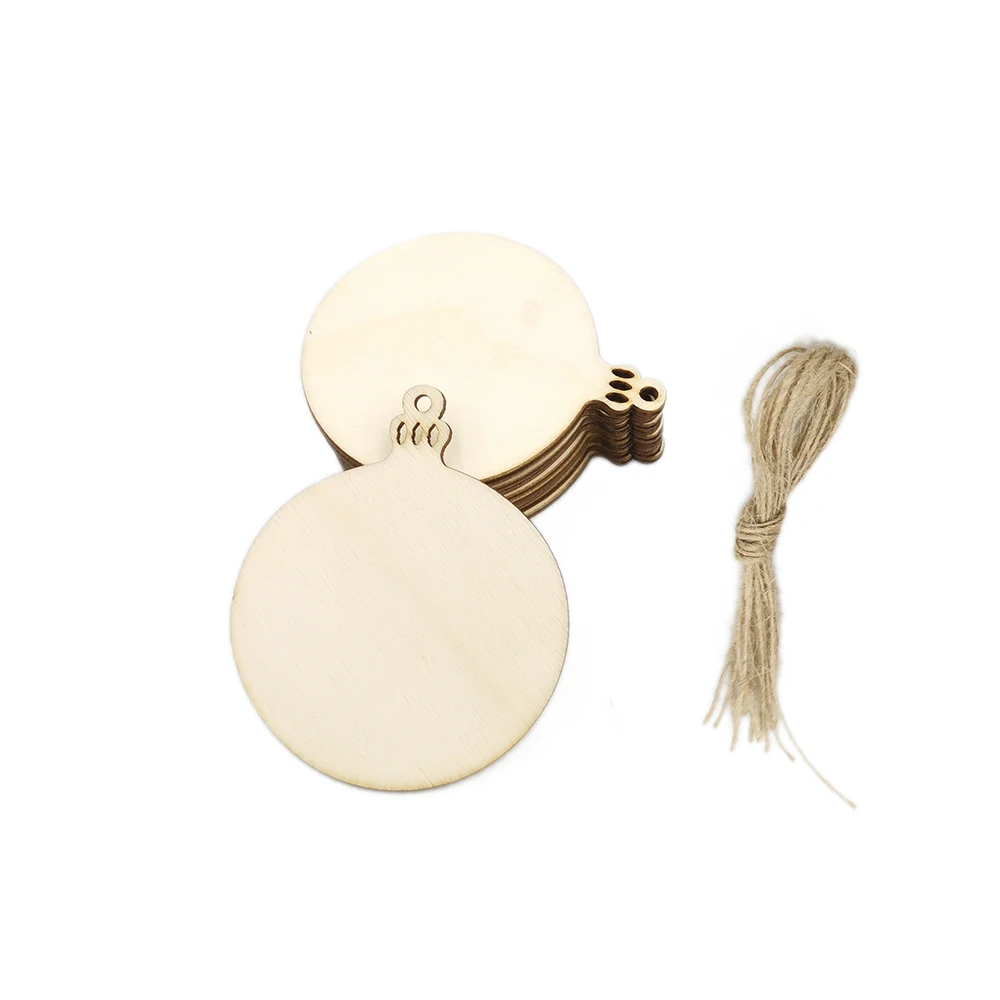 

10pcs DIY Wooden Round Unfinished Wood Ornaments Cutouts for DIY Craft Christmas Tree Hanging Embellishments Decoration