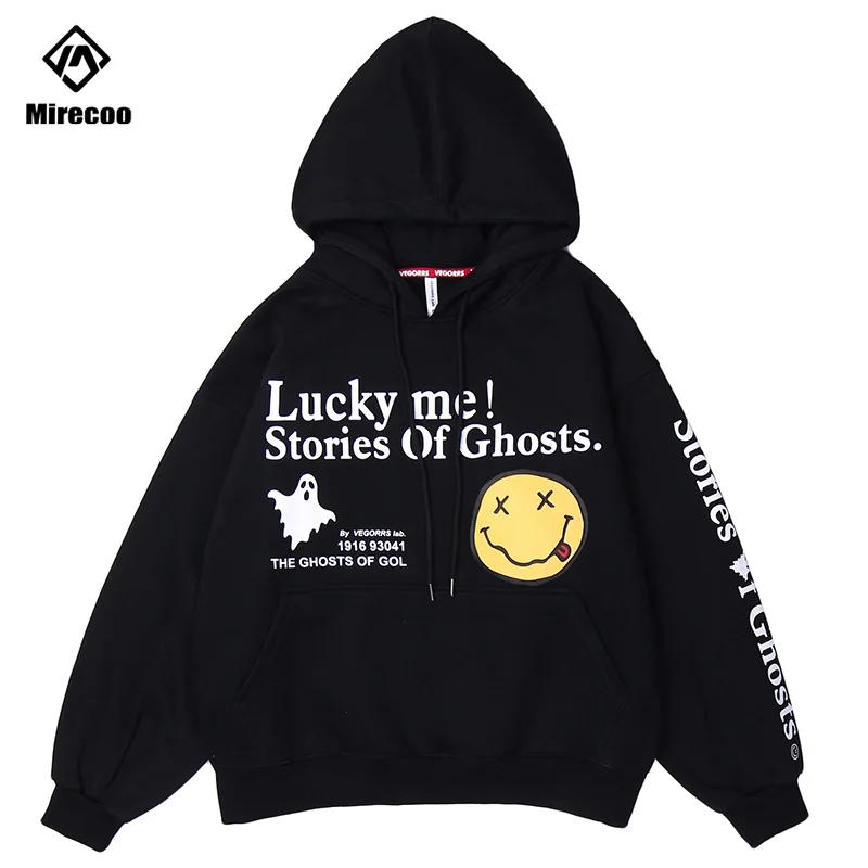 Толстовка мужская с капюшоном и принтом призраков в стиле Харадзюку|Мужские