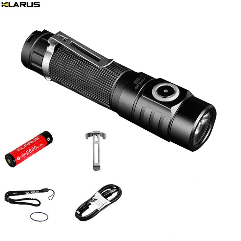 

KLARUS ST10 Rechargeable LED Flashlight Cree XM-L2 U2 1100LM Outdoor Lighting with18650 Battery for Camping,Self Defense