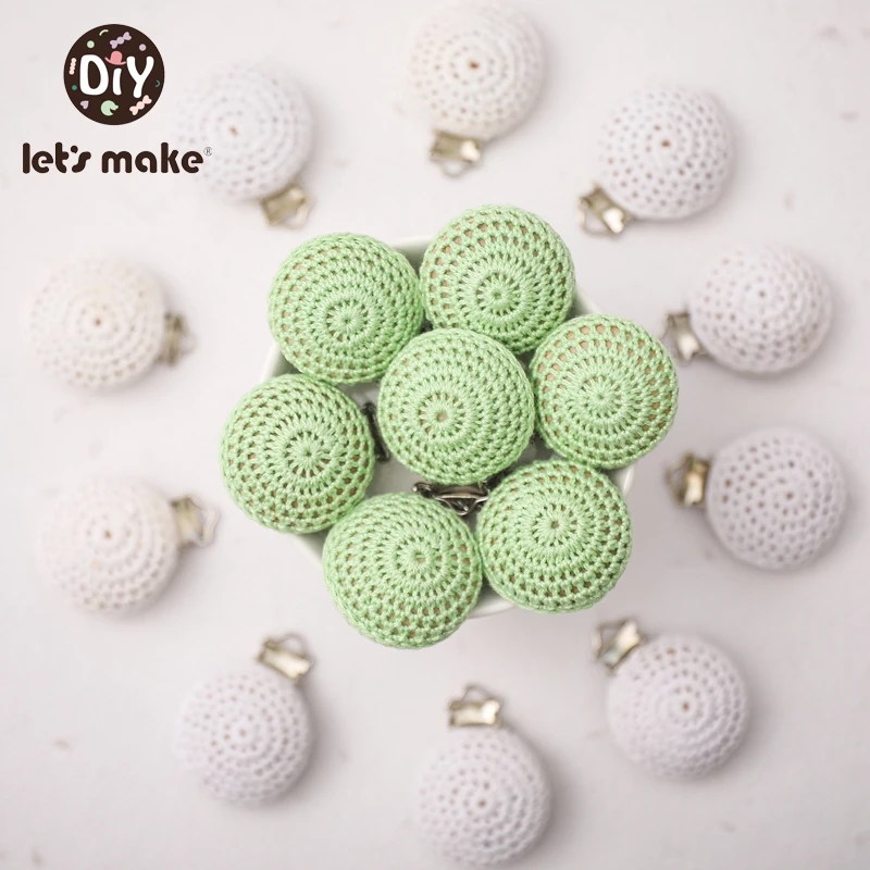 

Let's Make 3Pcs Baby Wooden Crochet Pacifier Clip Beech Wood Teether BPA Free Baby Pacifier Clip DIY Newborn Gift Accessories