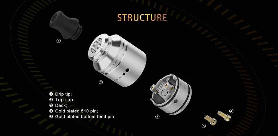 Оригинальный Vapefly Holic MTL RDA бак с одной катушкой 22 2 мм испаритель регулируемым