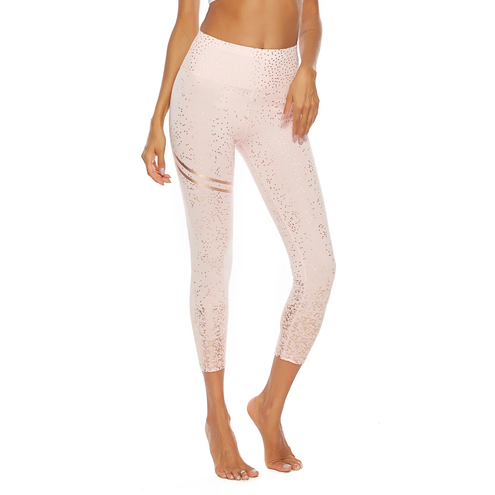 Леггинсы для йоги с золотым принтом женские сексуальные леггинсы спортзала