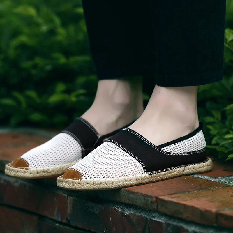 

Male Casual Shoes Loafers Mens Flats Weaving Fisherman Shoes Boy Handmade Flat Espadrilles Elegant Driving Shoes Footwear890